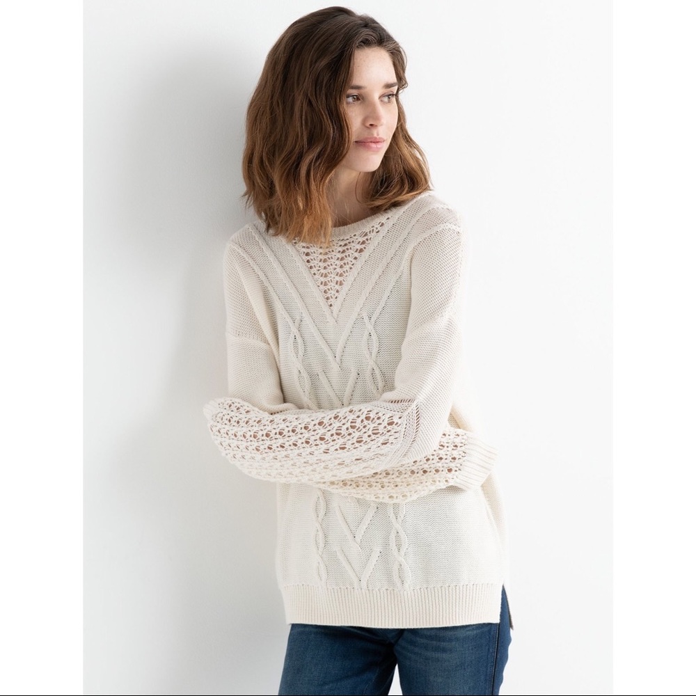 Lucky Brand Cream Cable Knit Sweater XS